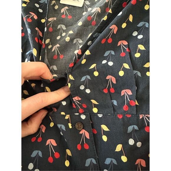 NWT Marine Layer Holli Sleeveless Jumpsuit Blue Cherry Print Pockets Tie Belt XS - Picture 5 of 14